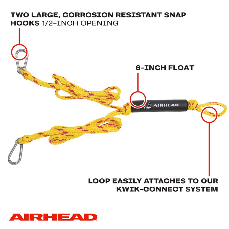 إير هيد حزام سحب Airhead لأنابيب قابلة للقطر لراكب واحد، زلاجات مائية، ألواح تزلج على الماء، ألواح تزلج وألواح تزلج بطول 12 قدم - Image 3